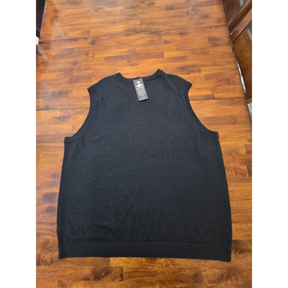 Hart Schaffner Marx Mens 4XLT Big & Tall Black Merino Wool V-Neck Vest nwt 054